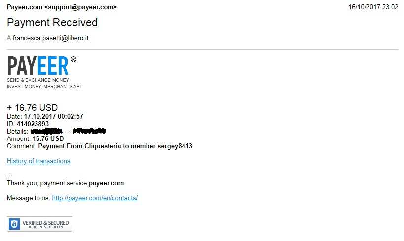 Payment 12 for Cliquesteria