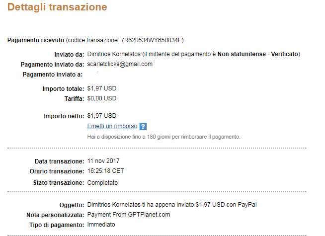 Pagamento 47 per Gptplanet