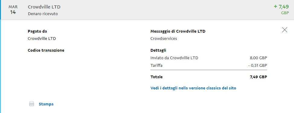 Pagamento 8 per Crowdville