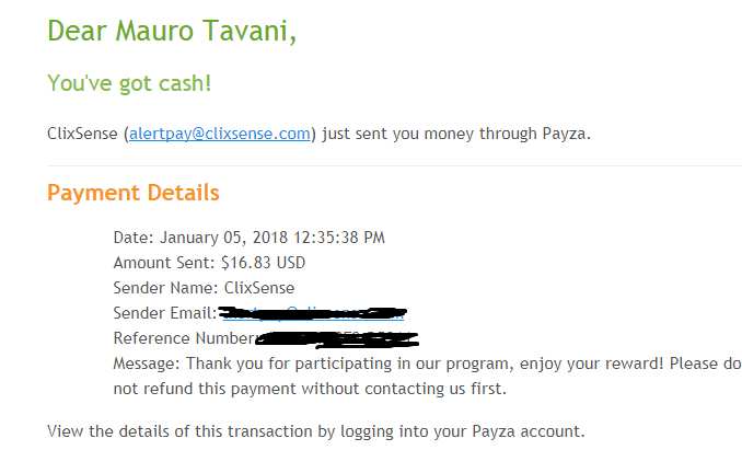 Payment 2208 for Ysense
