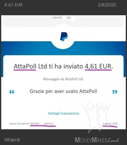 Pagamento 33 per Attapoll