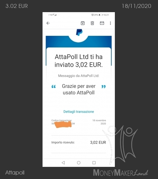 Pagamento 37 per Attapoll