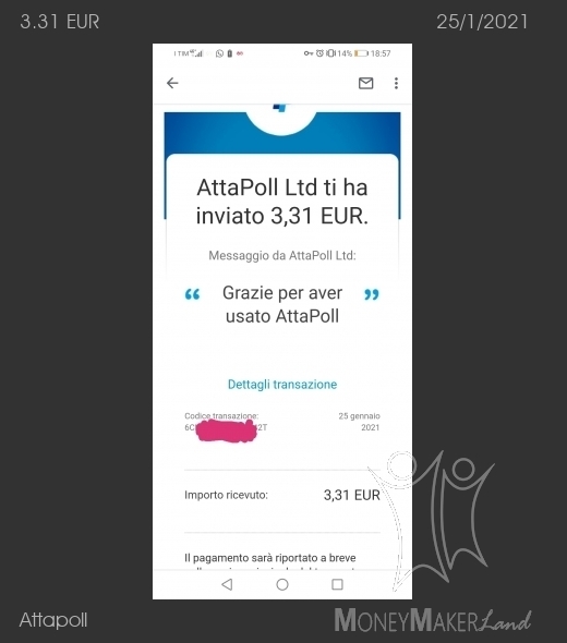 Pagamento 41 per Attapoll