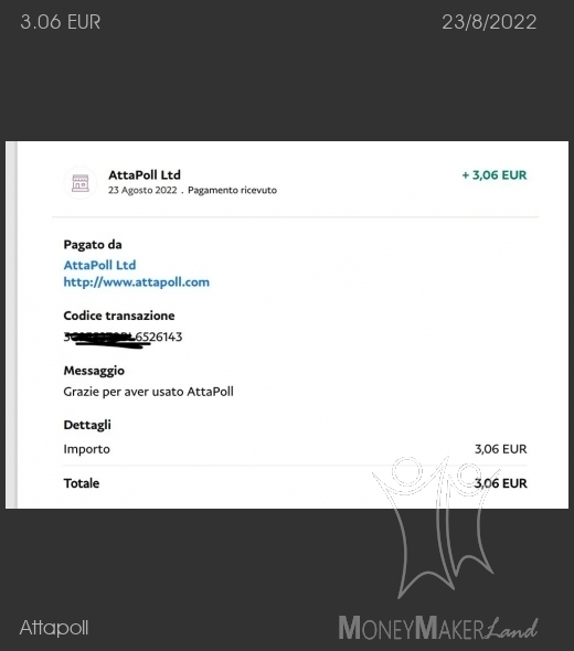 Payment 76 for Attapoll