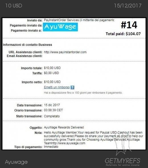 Payment 207 for Ayuwage