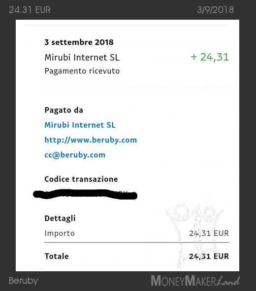 Payment 456 for Beruby