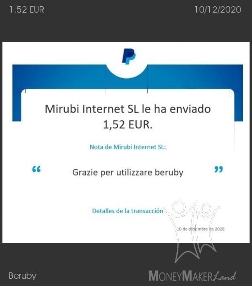 Pagamento 660 per Beruby