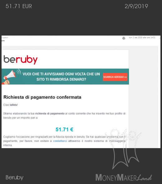 Pagamento 696 per Beruby