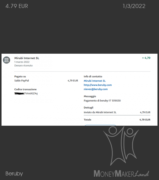 Payment 729 for Beruby