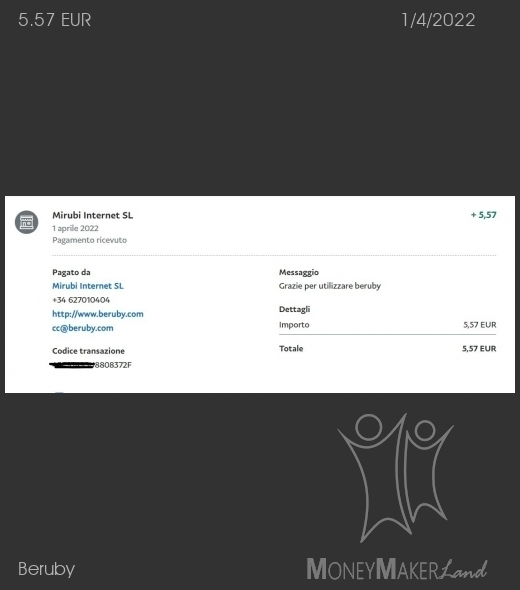 Payment 732 for Beruby