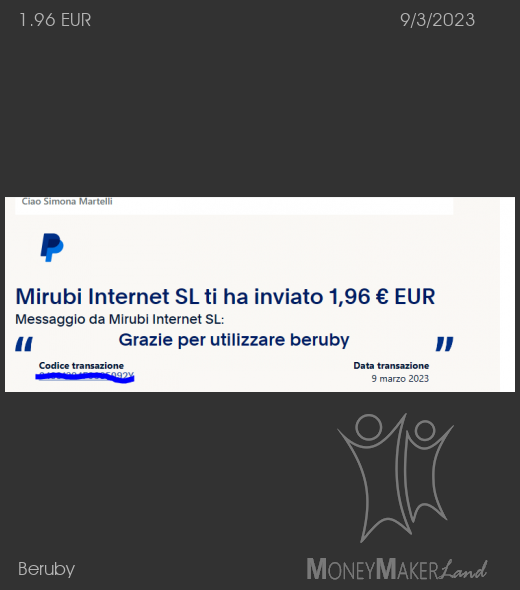 Pagamento 760 per Beruby