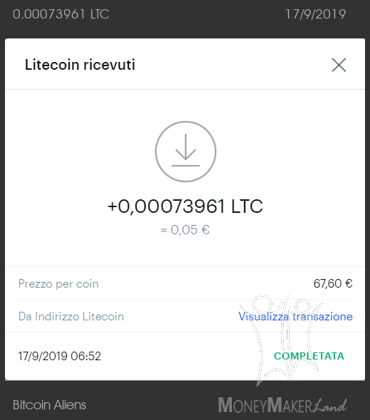 Pagamento 6 per Bitcoin Aliens