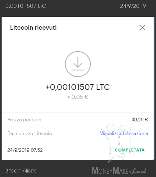 Payment 7 for Bitcoin Aliens