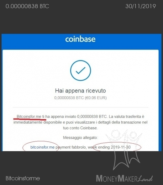 Pagamento 21 per Bitcoinsforme