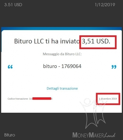 Payment 65 for Bituro 