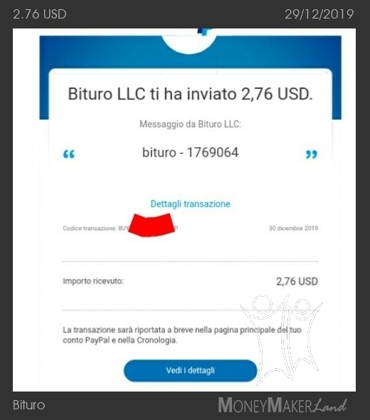 Payment 67 for Bituro 