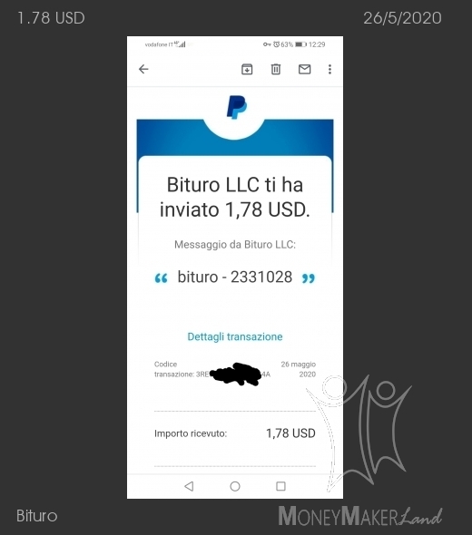 Payment 75 for Bituro 