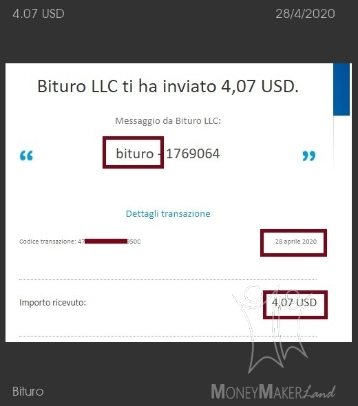 Payment 77 for Bituro 