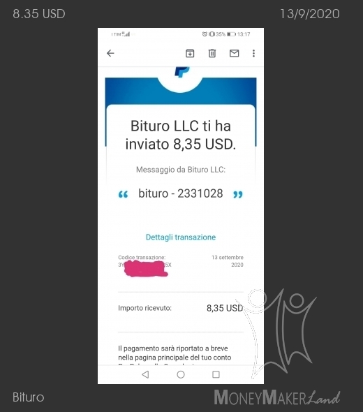 Payment 84 for Bituro 