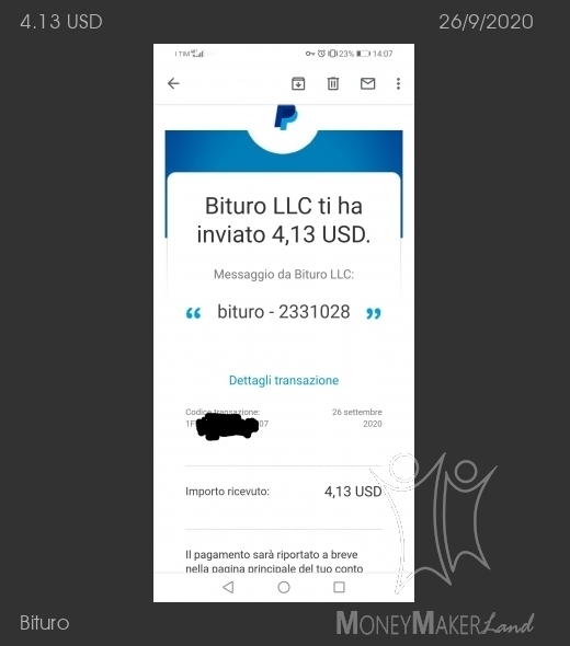Payment 85 for Bituro 