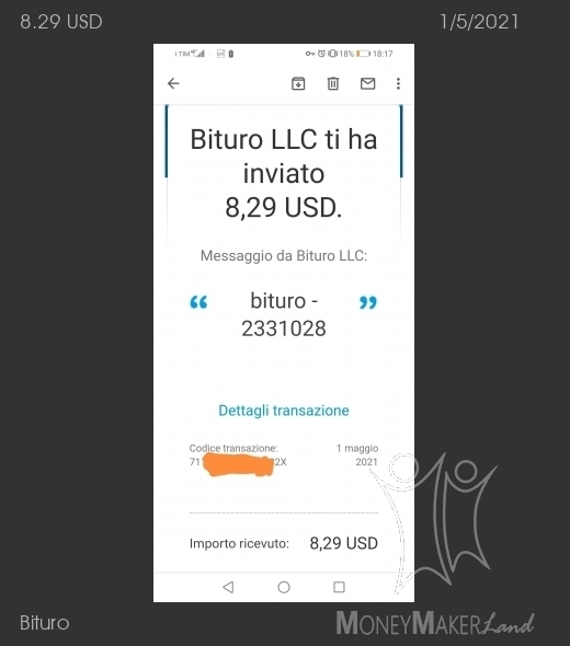 Payment 95 for Bituro 