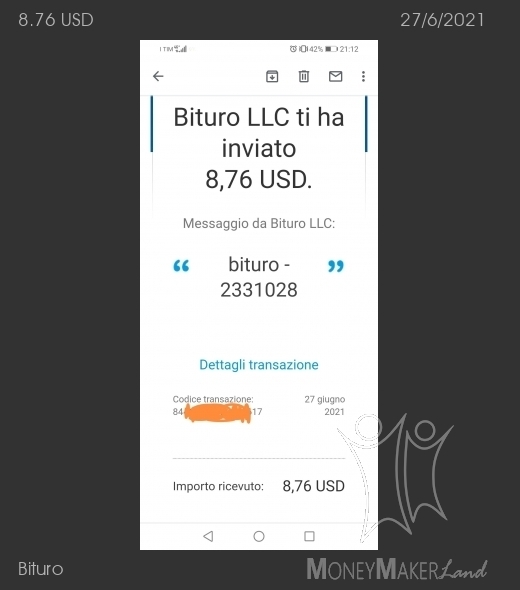 Payment 97 for Bituro 