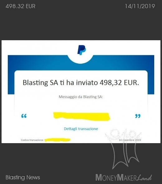 Payment 14 for Blasting News
