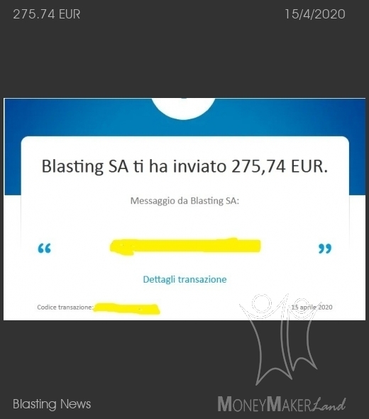 Payment 19 for Blasting News
