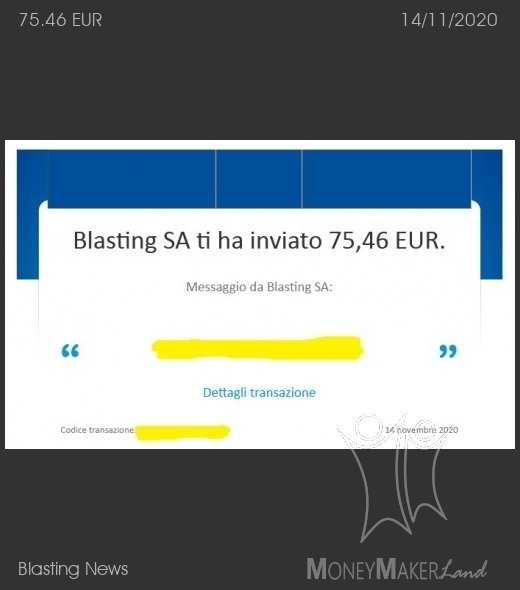 Payment 23 for Blasting News