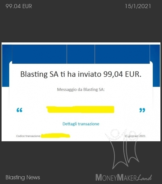 Payment 25 for Blasting News