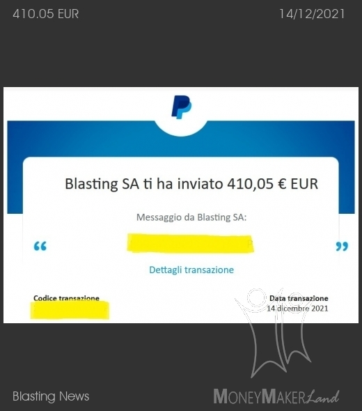 Payment 35 for Blasting News