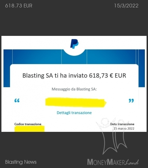 Payment 38 for Blasting News