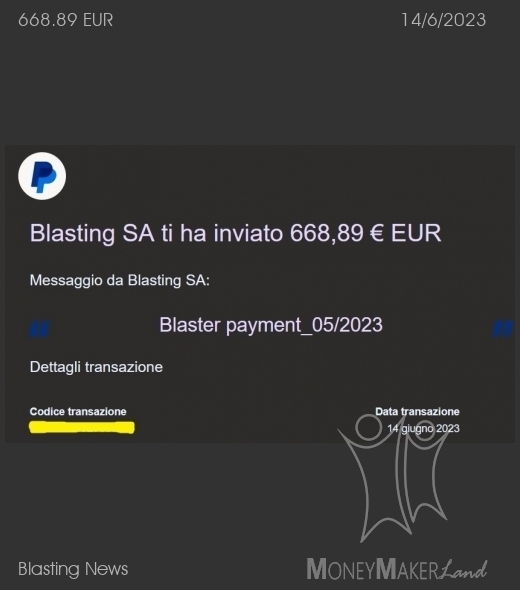 Payment 54 for Blasting News