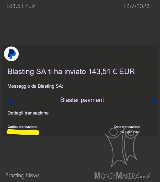 Payment 55 for Blasting News
