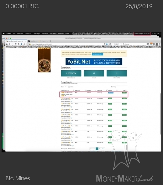 Pagamento 108 per Btc Mines