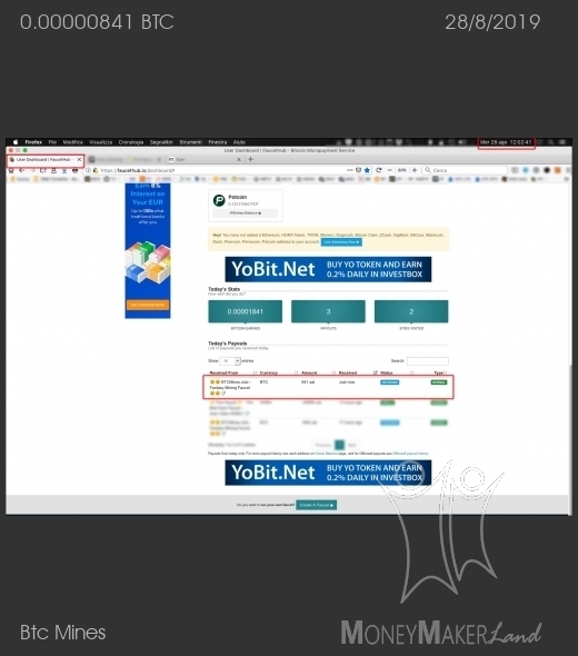 Pagamento 112 per Btc Mines