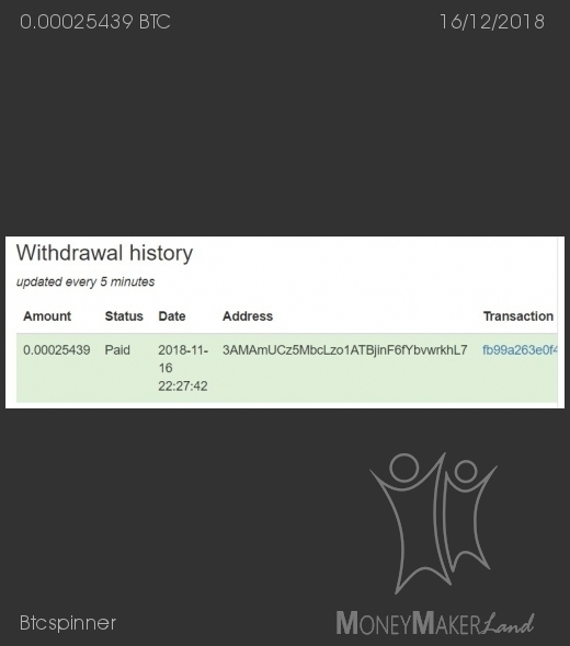 Payment 1 for Btcspinner 