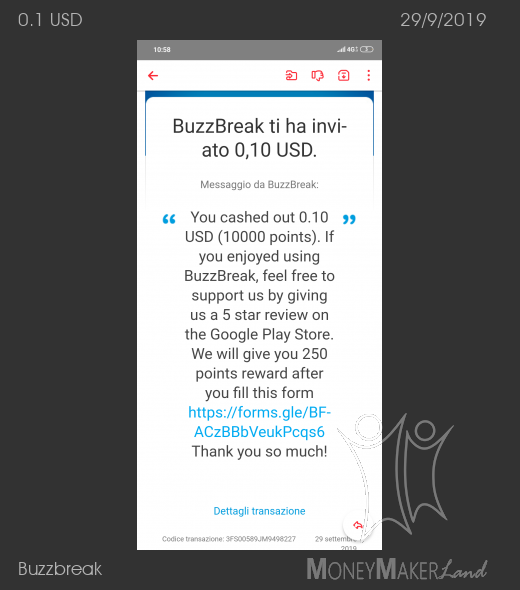 Payment 1 for Buzzbreak 