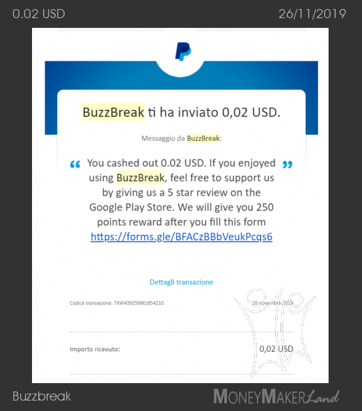 Pagamento 7 per Buzzbreak 