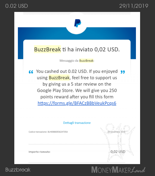 Payment 8 for Buzzbreak 