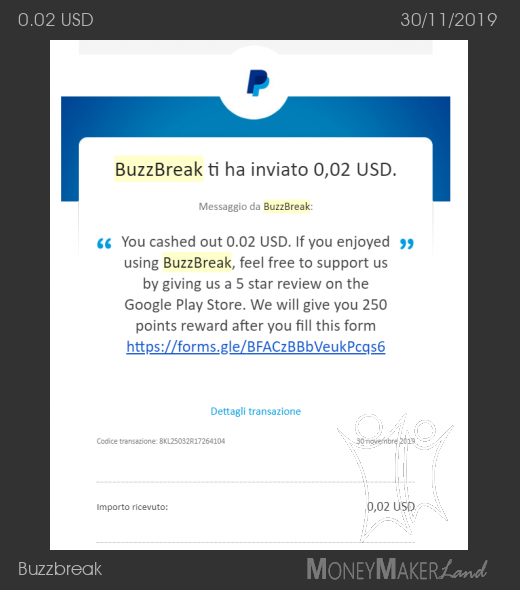 Payment 9 for Buzzbreak 