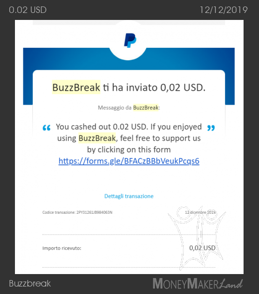 Payment 10 for Buzzbreak 