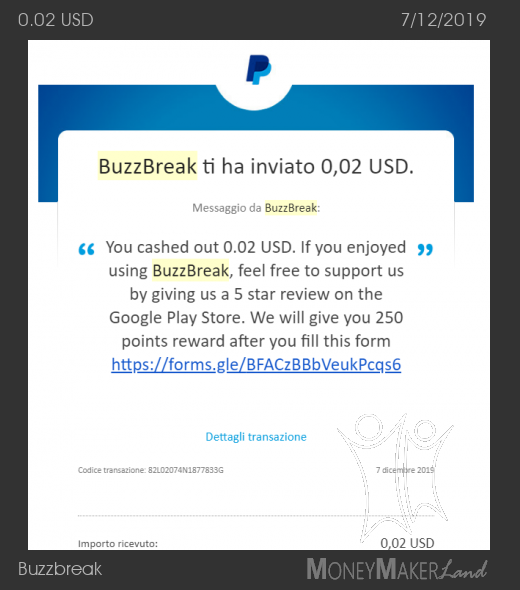 Payment 12 for Buzzbreak 