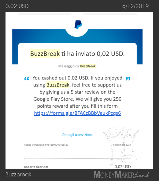Payment 13 for Buzzbreak 