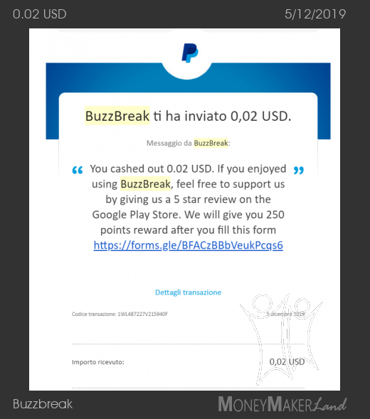 Payment 14 for Buzzbreak 