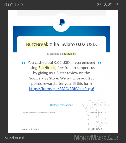 Payment 15 for Buzzbreak 