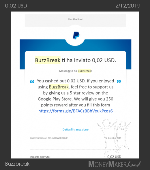 Payment 16 for Buzzbreak 