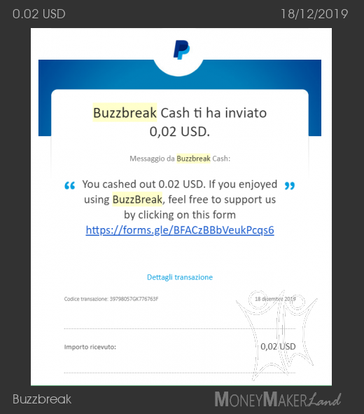 Payment 18 for Buzzbreak 
