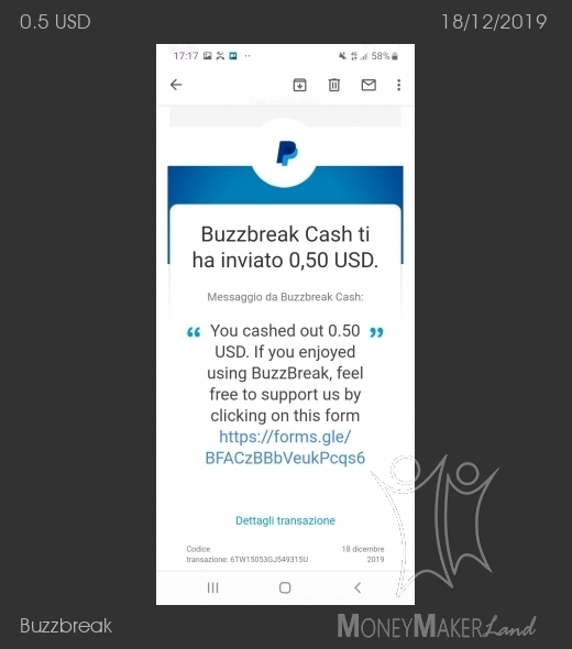 Payment 20 for Buzzbreak 