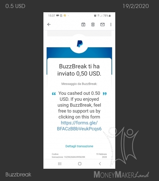 Payment 25 for Buzzbreak 
